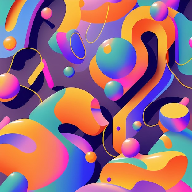 Illustration de papier peint moderne de formes groovy colorées Y2k