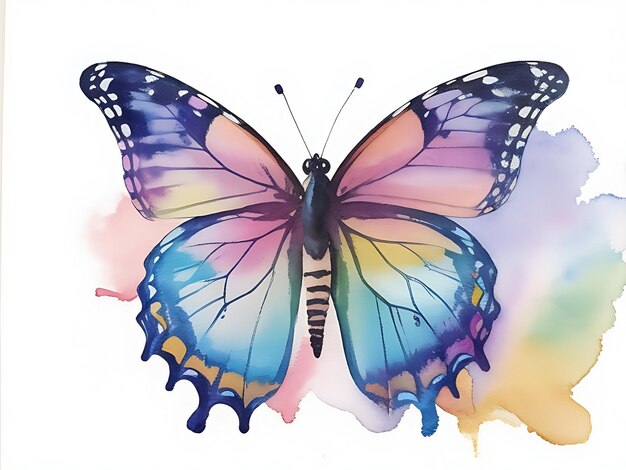 Illustration de papillon à l'aquarelle colorée