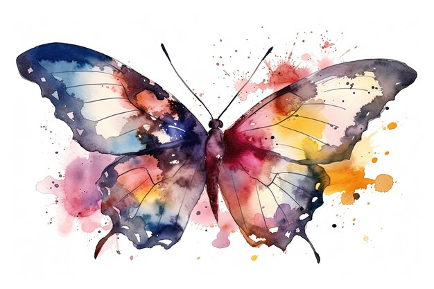 Illustration de papillon aquarelle sur fond blanc
