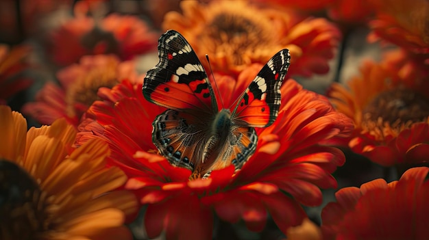 Photo illustration d'un papillon perché sur une belle fleur belle