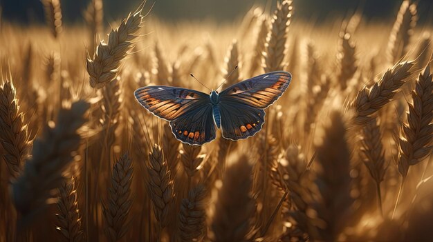 Illustration d'un papillon perché sur une belle fleur belle