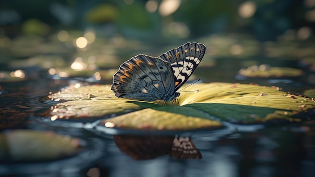 Illustration d'un papillon perché sur une branche d'arbre au milieu d'une forêt beau papillon