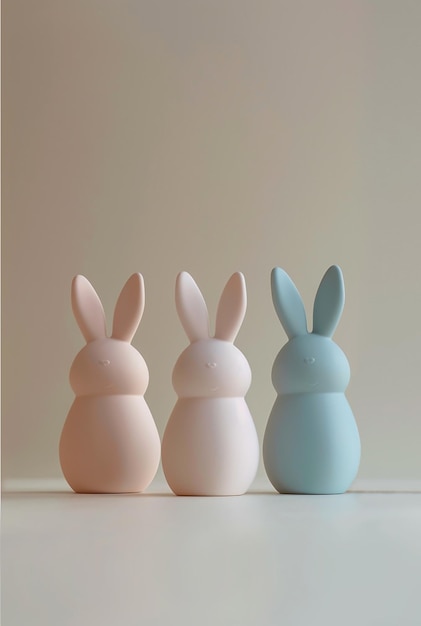 Illustration de Pâques avec des œufs de lapin et un gâteau en couleurs pastel