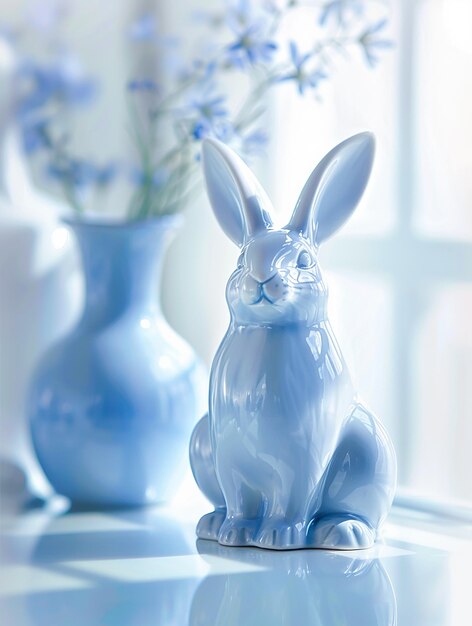 Illustration de Pâques avec des œufs de lapin et un gâteau en couleurs pastel