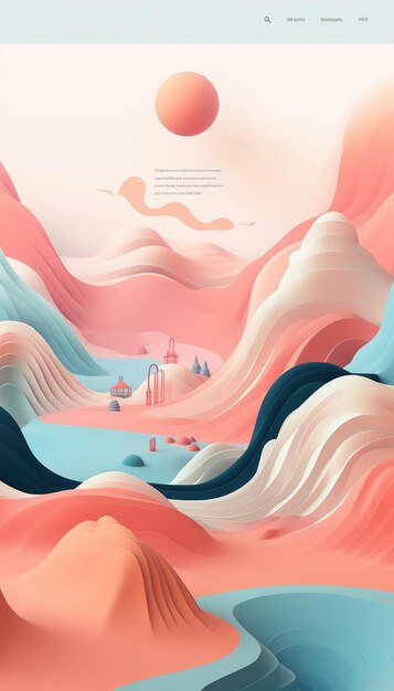 Illustration par pastel de couleur claire et trait noir d'une page de destination pour le site Web Generative Ai