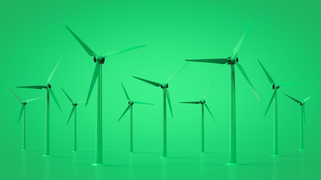 Illustration de parc éolien Thème de l'industrie de l'énergie électrique verte