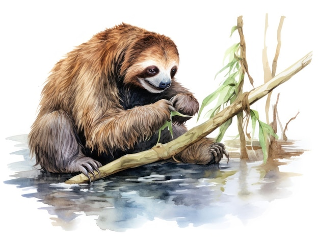 Photo illustration de paresseux mangeant du bambou
