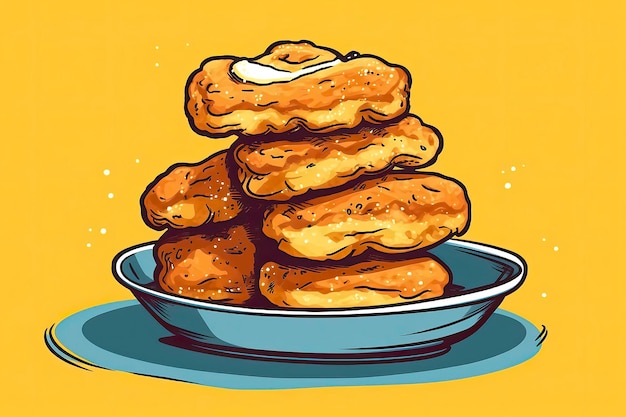 Illustration de pâte frite Illustration de nourriture IA générative