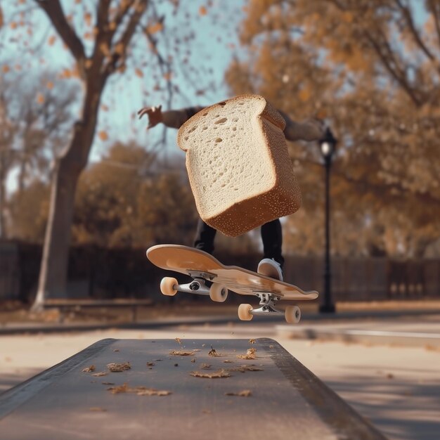 Illustration d'un patineur effectuant un tour de planche à roulettes