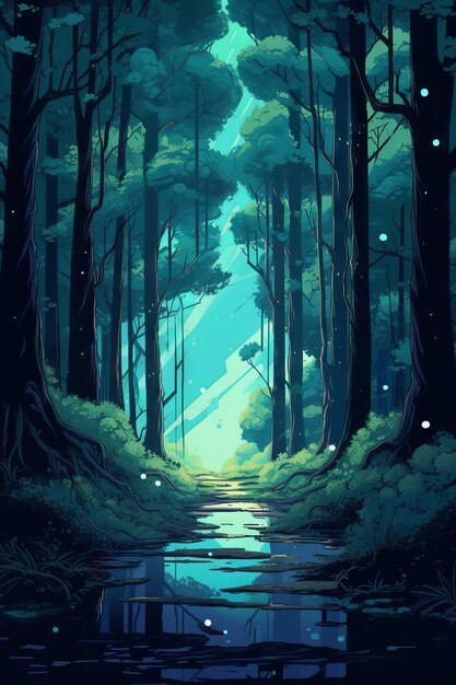 Une illustration de paysage d'anime