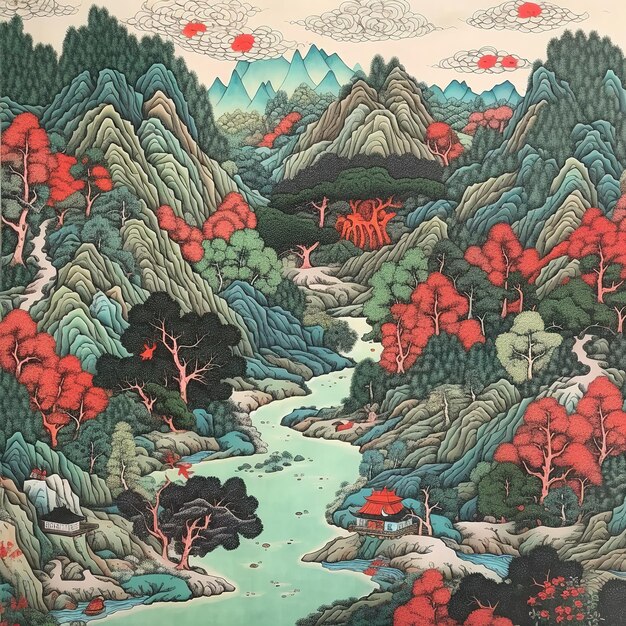 Illustration de paysage asiatique