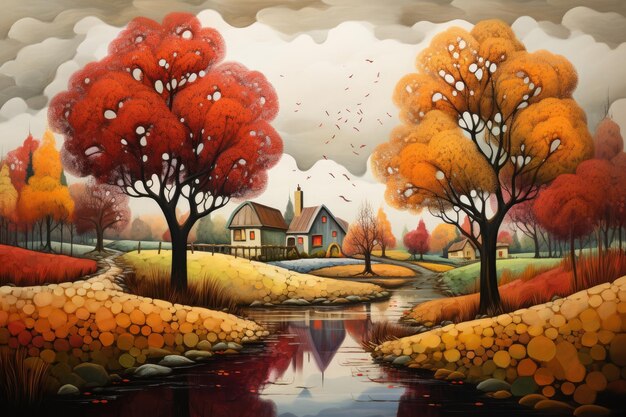 Illustration de paysage d'automne ai générative
