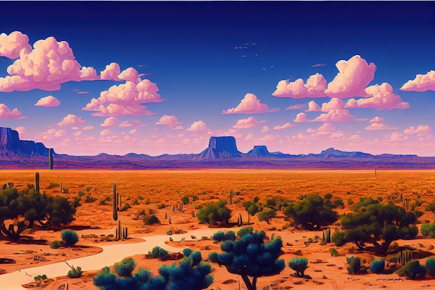 Illustration de paysage de dessin animé de l'arizona