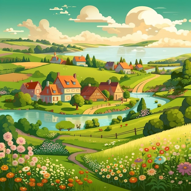 Illustration de paysage d'été