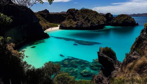 Illustration de paysage de fond du parc national des îles Vierges de Trunk Bay Beach. adapté à l'affiche, à la carte postale, à l'impression d'art.