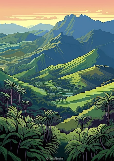 illustration d'un paysage naturel au Costa Rica