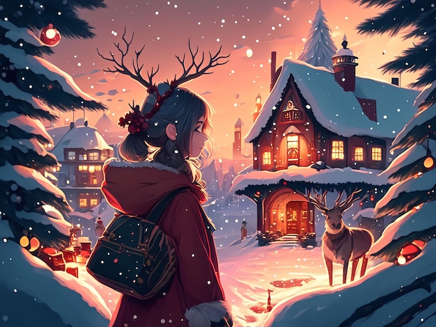 illustration de paysage de noël