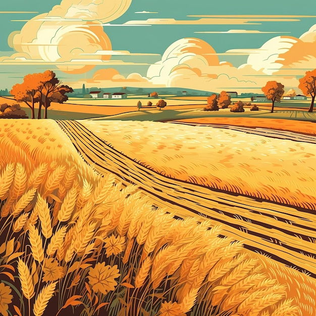 illustration de paysage pastoral