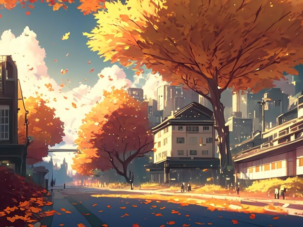 illustration de paysage de paysage urbain d'automne