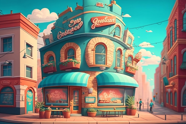 Illustration de paysages urbains en style cartoon