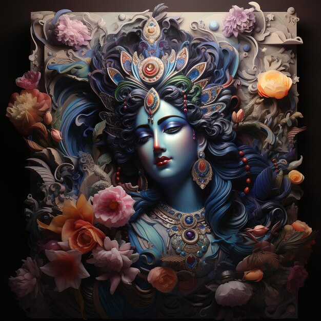 illustration de la peinture 3D de Dieu Shree Krishna