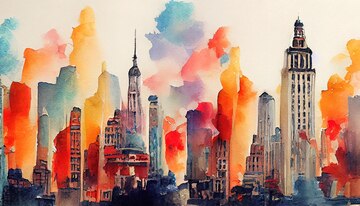 Illustration De Peinture Aquarelle Colorée De New York City