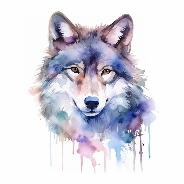 Illustration de peinture aquarelle vecteur beau loup