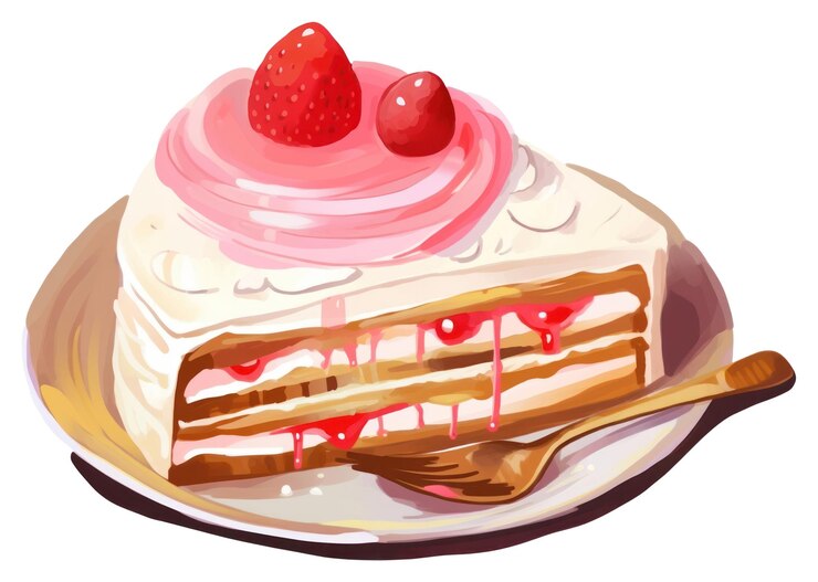 Photo illustration de peinture numérique en png de la crème de dessert de gâteau