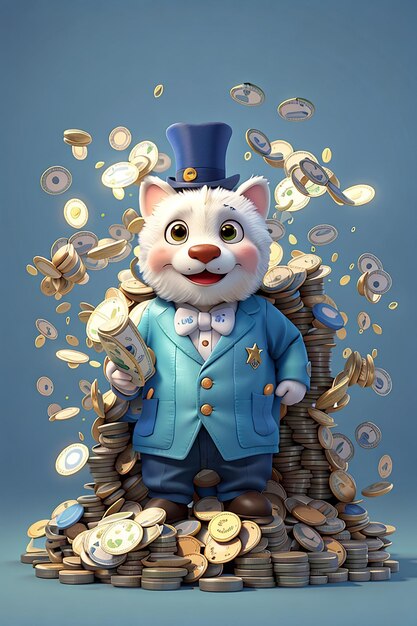 Illustration de personnage 3d d'épargne de revenu profit argent