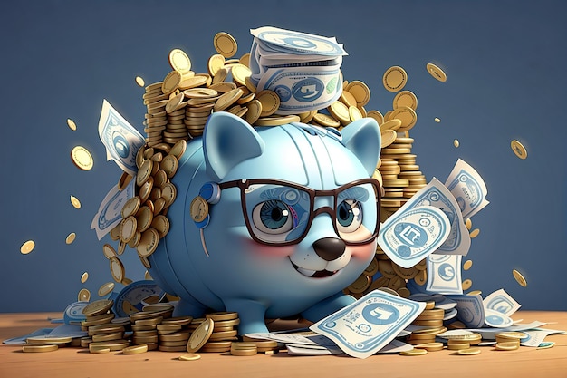 Illustration de personnage 3d d'épargne de revenu profit argent