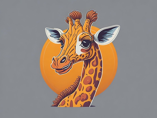 Illustration de personnage animal de logo de dessin animé de girafe