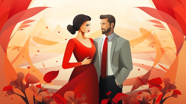 Illustration de personnage d'un couple représentant la sensibilisation et la prévention du VIHSIDA, style plat généré par l'IA