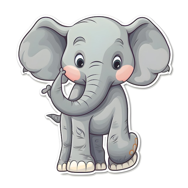 Illustration d'un personnage de dessin animé mignon éléphant sur fond blanc