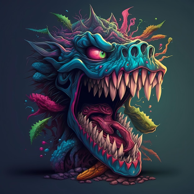 Illustration d'un personnage Monster pour la conception de t-shirts, la conception de dessins animés