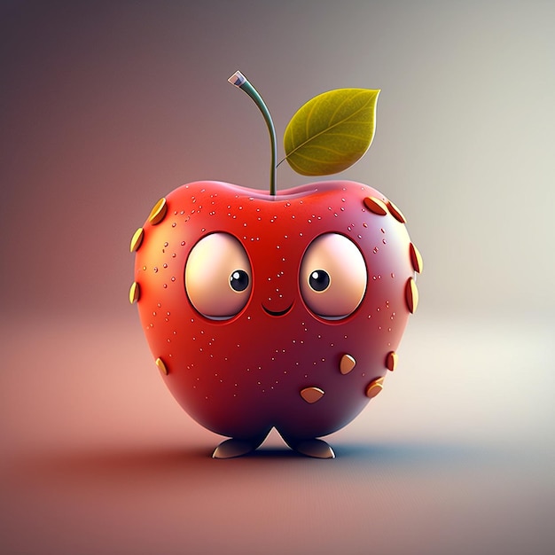 Illustration de personnage de pomme mignon par IA générative