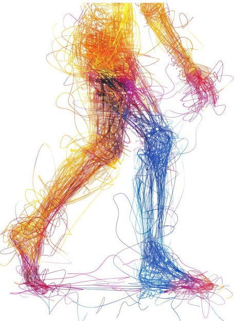 Illustration d'un personnage représentant le syndrome des jambes agitées IA générative