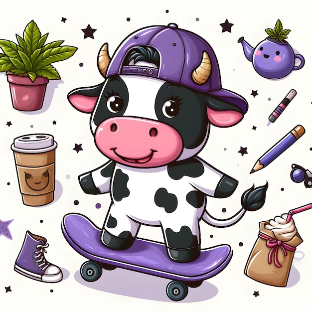 Photo illustration de personnage de vache mignonne vectorielle