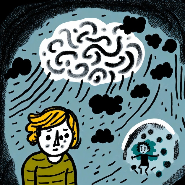 Illustration d'une personne dans un état d'anxiété et de troubles émotionnels