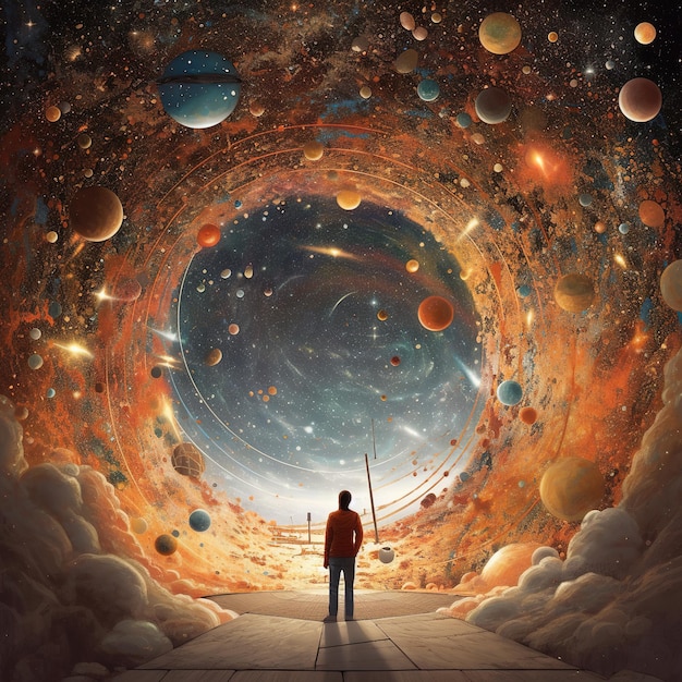 illustration d'une personne regardant l'univers