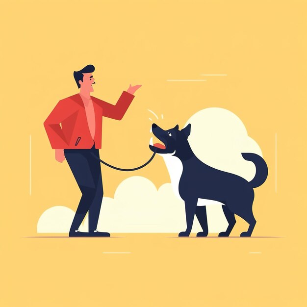 Photo illustration d'une personne avec son chien