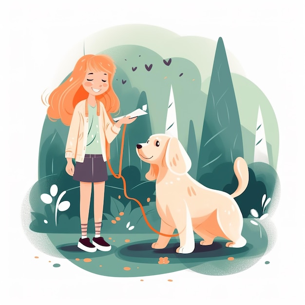 illustration d'une personne avec son chien