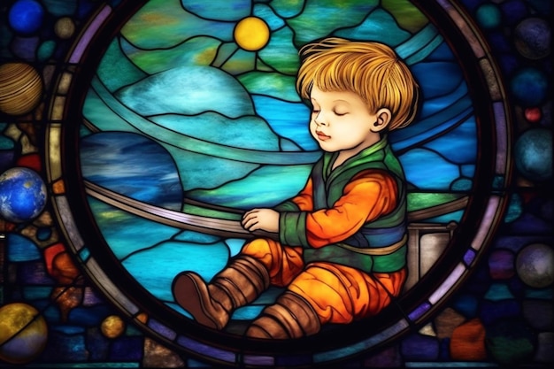 Illustration d'un petit garçon voyageur de l'espace