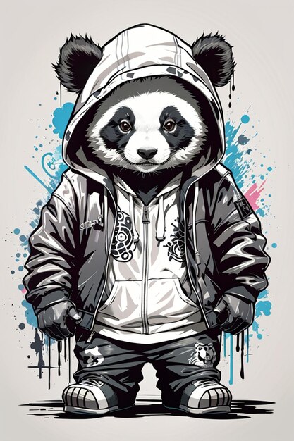 Photo illustration d'un petit panda portant une capuche