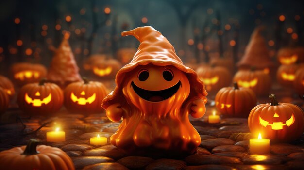 Illustration de photo d'arrière-plan de personnage 3d mignon halloween