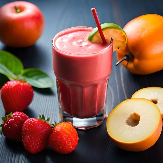Illustration photo générée par ai d'un smoothie jus de fruits