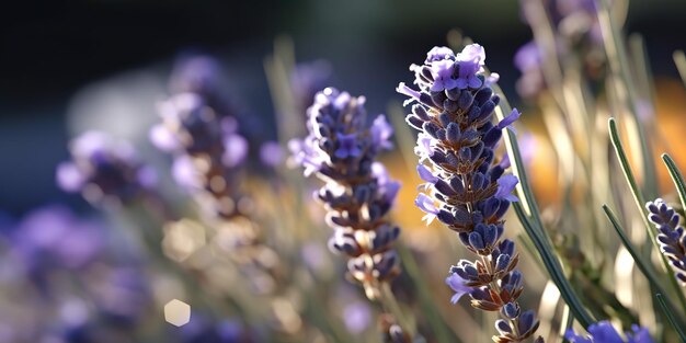 Illustration de photo de macro de fleur de lavande générative AI générée par AI