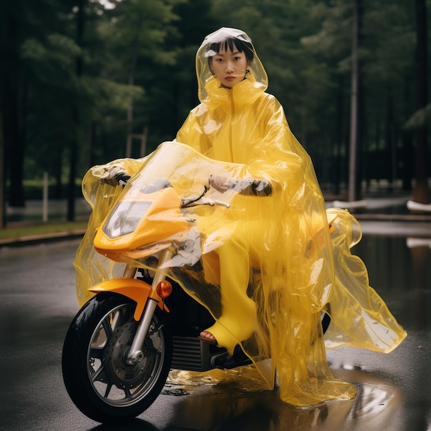 illustration d'une photo de publicité pour le commerce électronique d'une fille chinoise à cheval