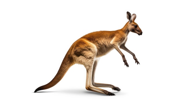 Illustration photo réaliste de kangourou - IA générative. Kangourou, saut, animal, Australie, queue.