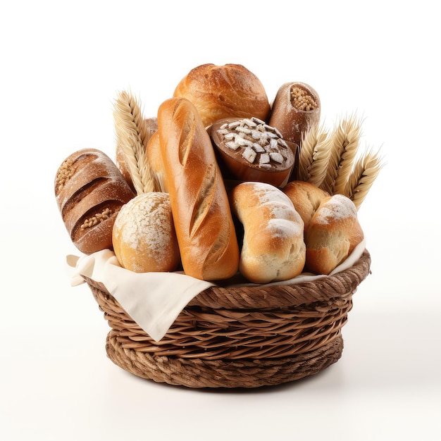 illustration photo de la variété de pain en seau