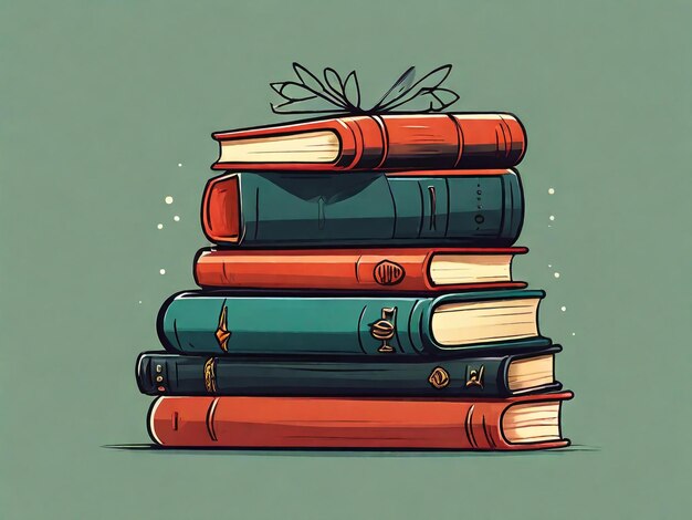 Illustration d'une pile de livres dessinée à la main